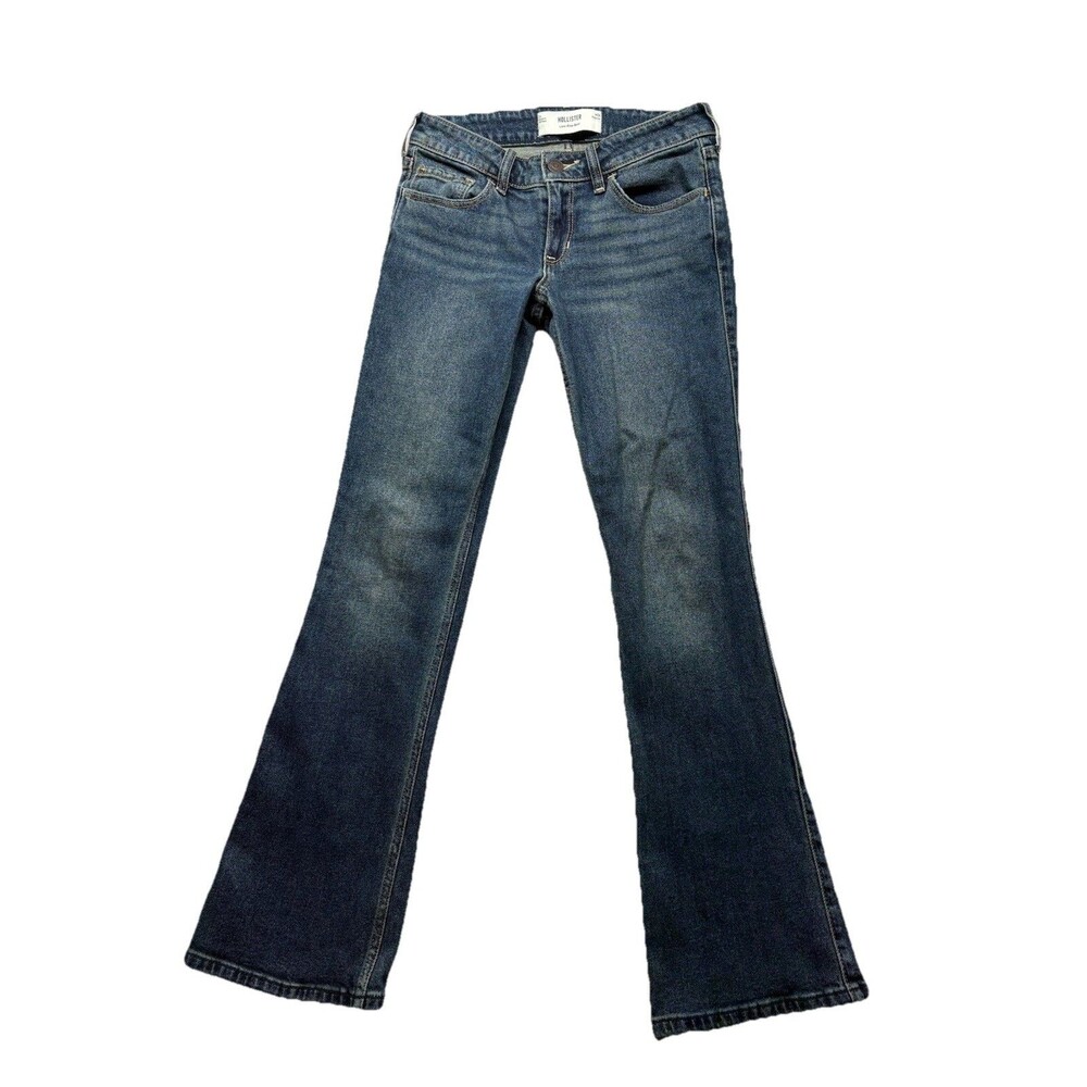 Hollister Womens Low-Rise Boot Jeans 2R W26 Regular Blue Floral Embroidered